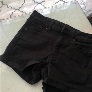 black jean shorts